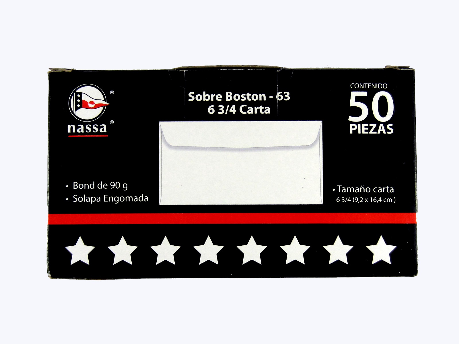SOBRE BOND BOSTON CARTA 6 3/4 PAQ C/50 60GMS NASSA          