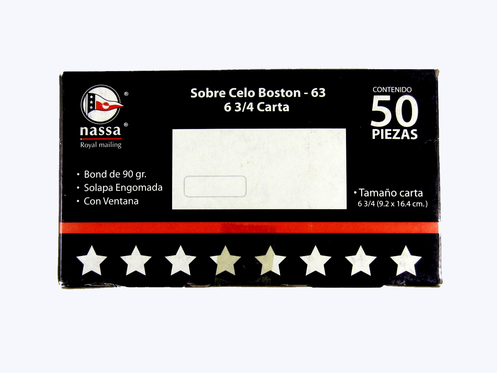 SOBRE BLANCO CELO-BOSTON CARTA 6 3/4 PAQ C/50 60GMS NASSA   