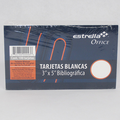 TARJETA BRISTOL BCA 3X5 PAQC/100 043 ESTRELLA               