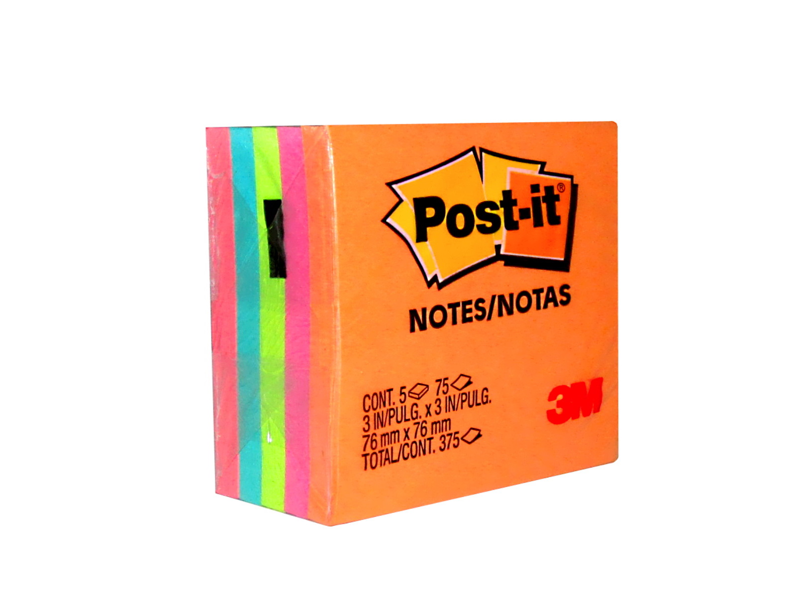 BLOCK NOTAS POST IT 2072 CUBO COLORES NEON 3X3 375 HJS      