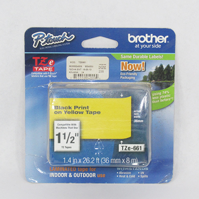 CINTA BROTHER TZ-661 NEGRO AMARILLO 36 MM                   