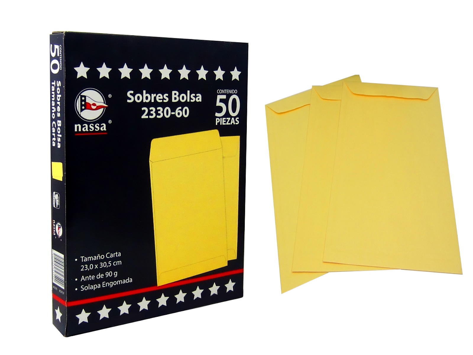 SOBRE BOLSA 23X30 CARTA ANTE PAQ C/50 90 GMS NASSA          