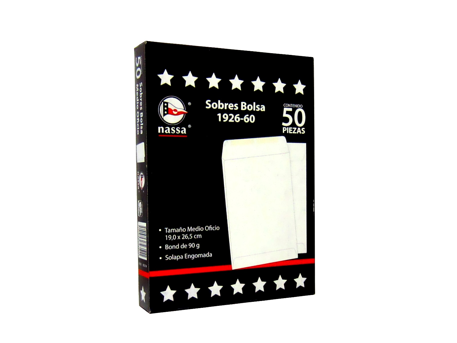 SOBRE BOLSA BOND 19X26 1/2 OFICIO PAQ C/50 60GMS NASSA      