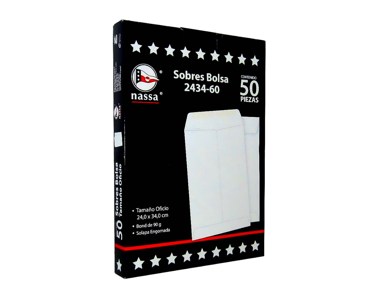 SOBRE BOLSA BOND 24X34 OFICIO PAQ C/50 60GMS NASSA          