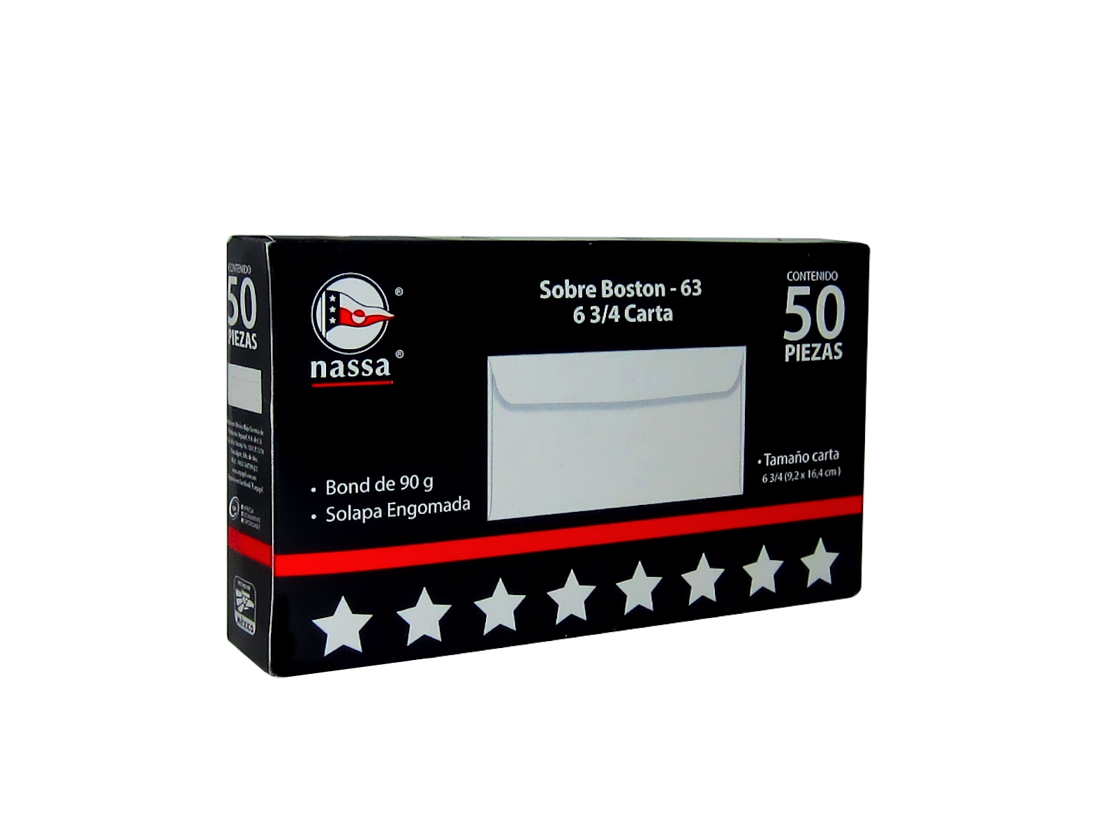 SOBRE BOND BOSTON CARTA 6 3/4 PAQ C/50 60GMS NASSA          