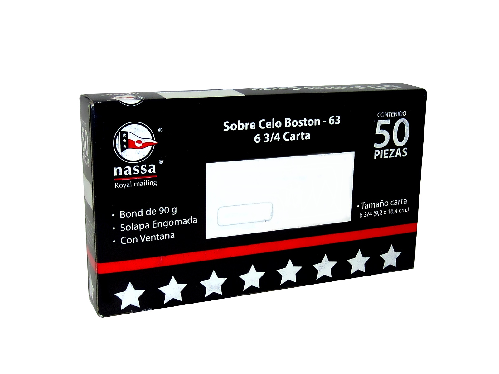 SOBRE BLANCO CELO-BOSTON CARTA 6 3/4 PAQ C/50 60GMS NASSA   