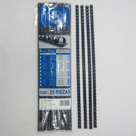 ARILLO PLASTICO CERLOX 3/8 NEGRO GBC C/25                   