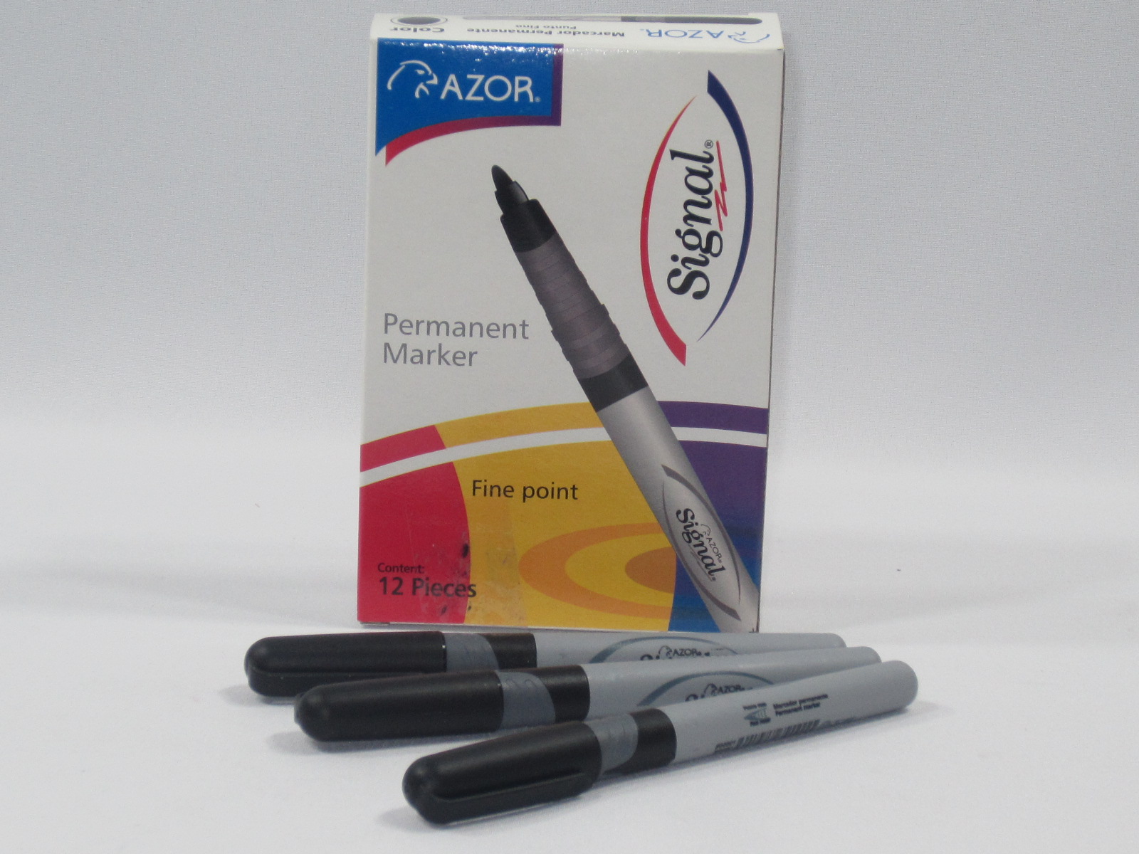 MARCADOR SIGNAL NEGRO C/12 30001 PUNTO FINO AZOR            