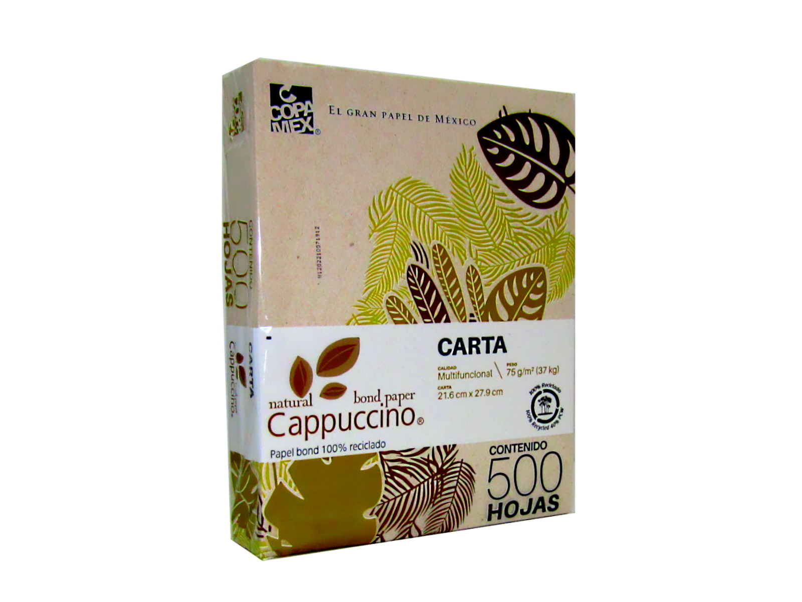 PAPEL NATURAL CAPUCHINO BOND 37K CARTA PAQ C/500            