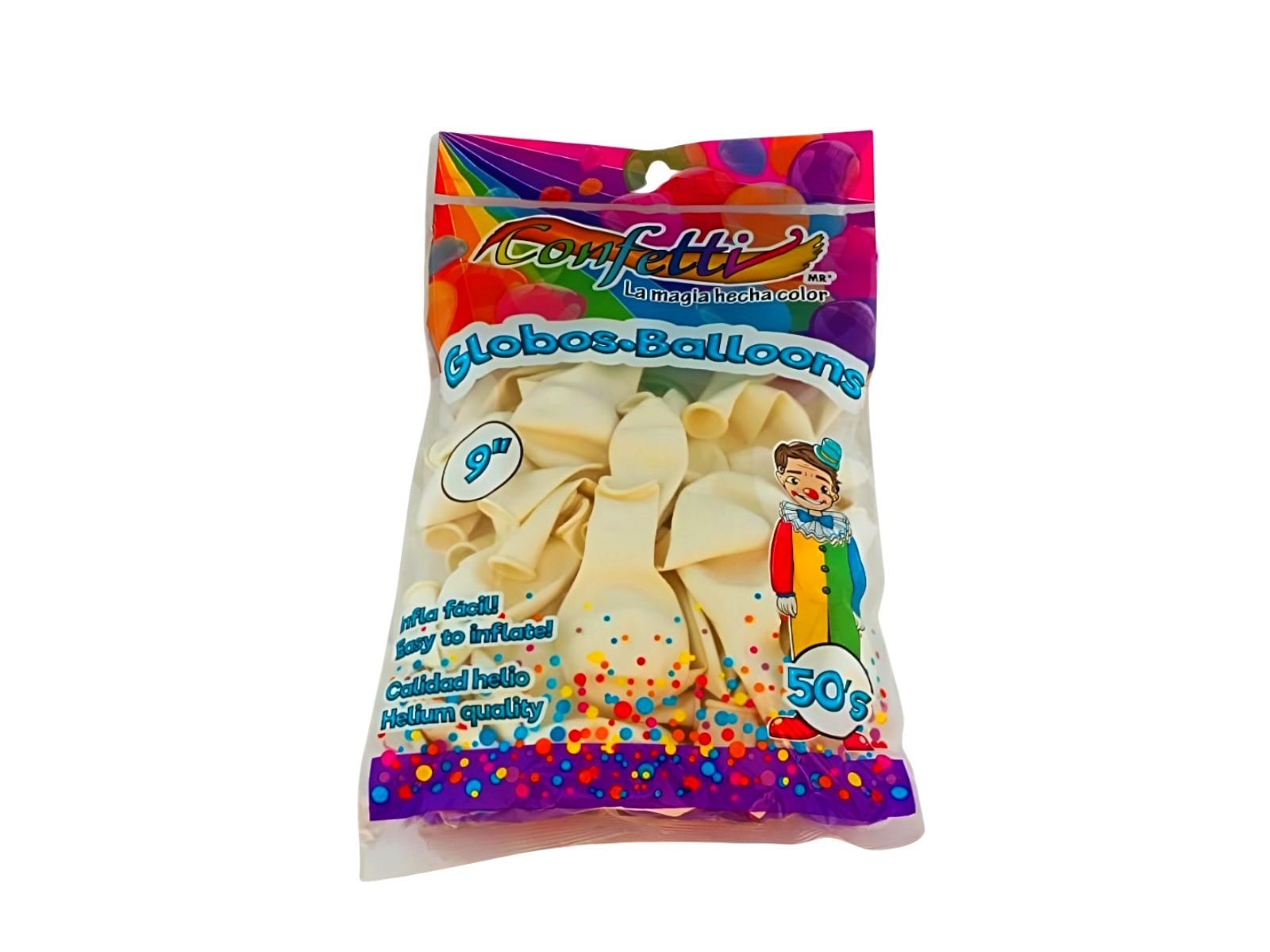 GLOBOS DE LATEX NO.9 PAQ C/50 BLANCO GC-9-110               