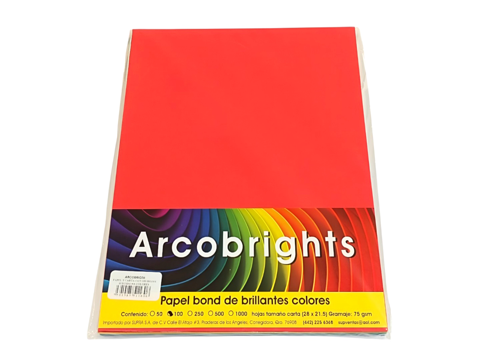PAPEL BRIGHTS SUPRA CARTA PAQ C/100 COL SURTIDO NUM 6       
