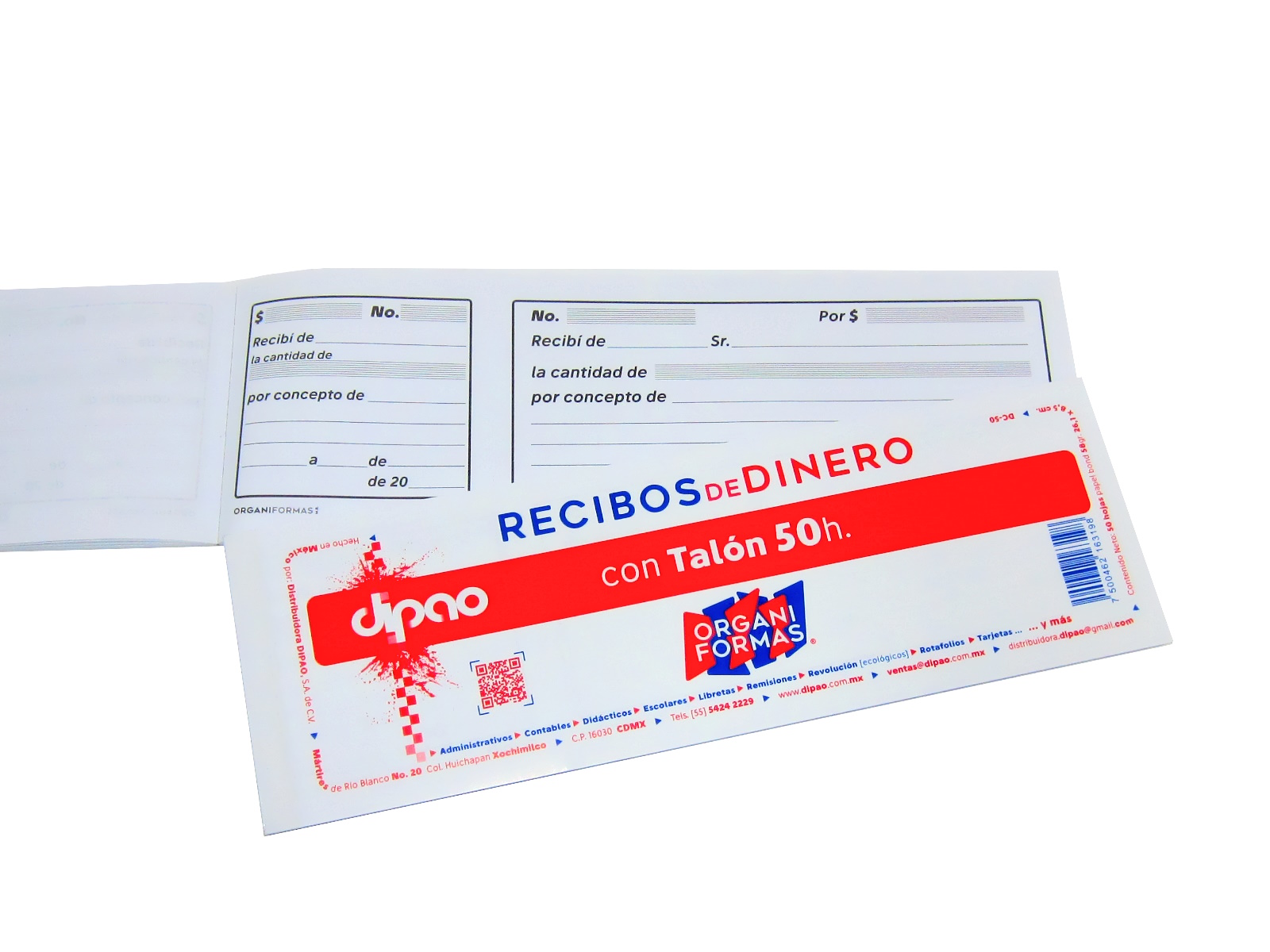 BLOCK RECIBO DINERO C/TALON 50HJS DC-50 ORGANIFORMAS        