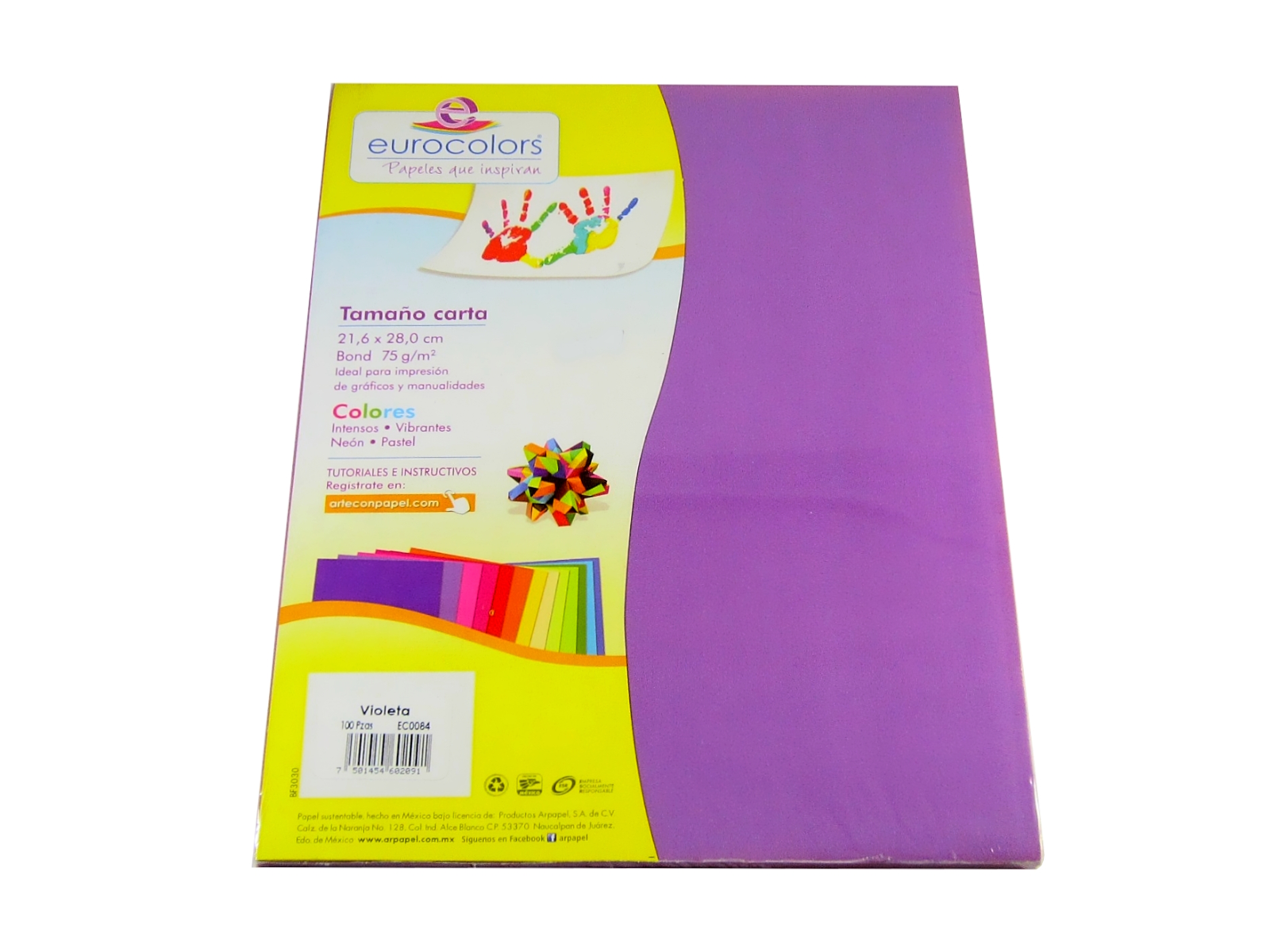 PAPEL EUROCOLORS VIOLETA CARTA C/100 HJS. EC0084            