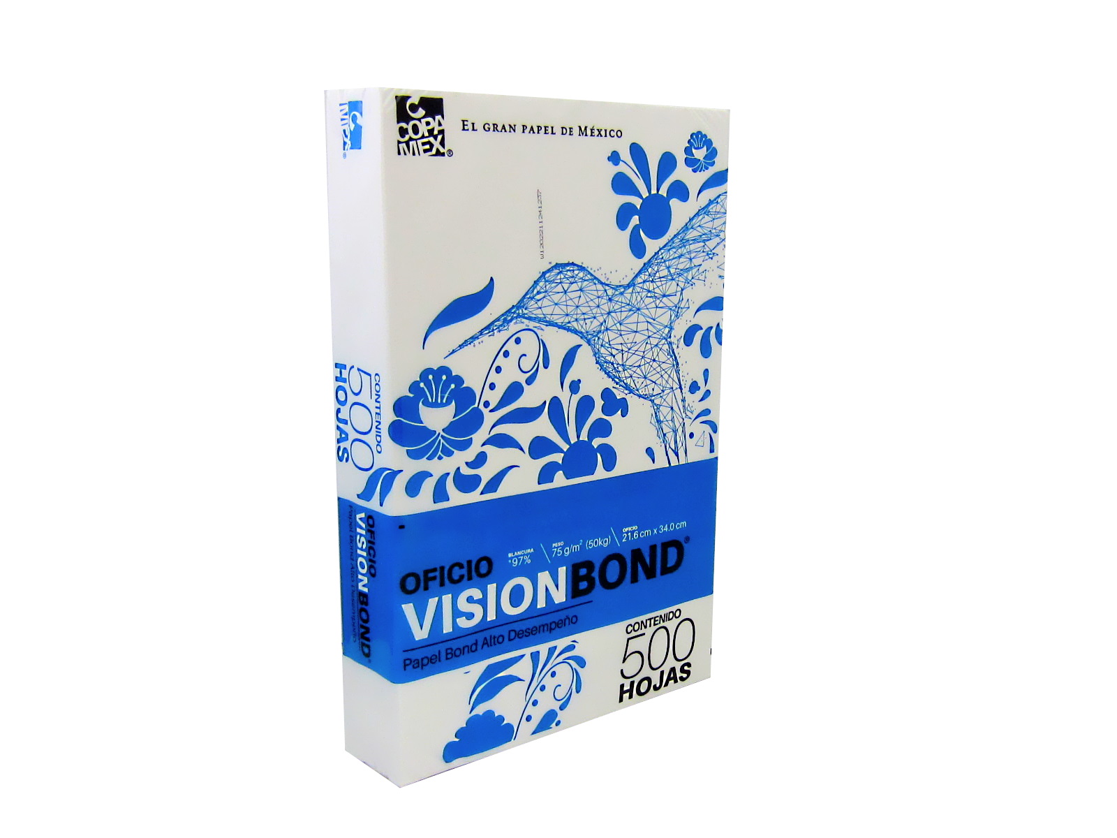 PAPEL VISION BOND 50K. BLANCO T/ OFICIO PAQ C/500 97% BLANCU