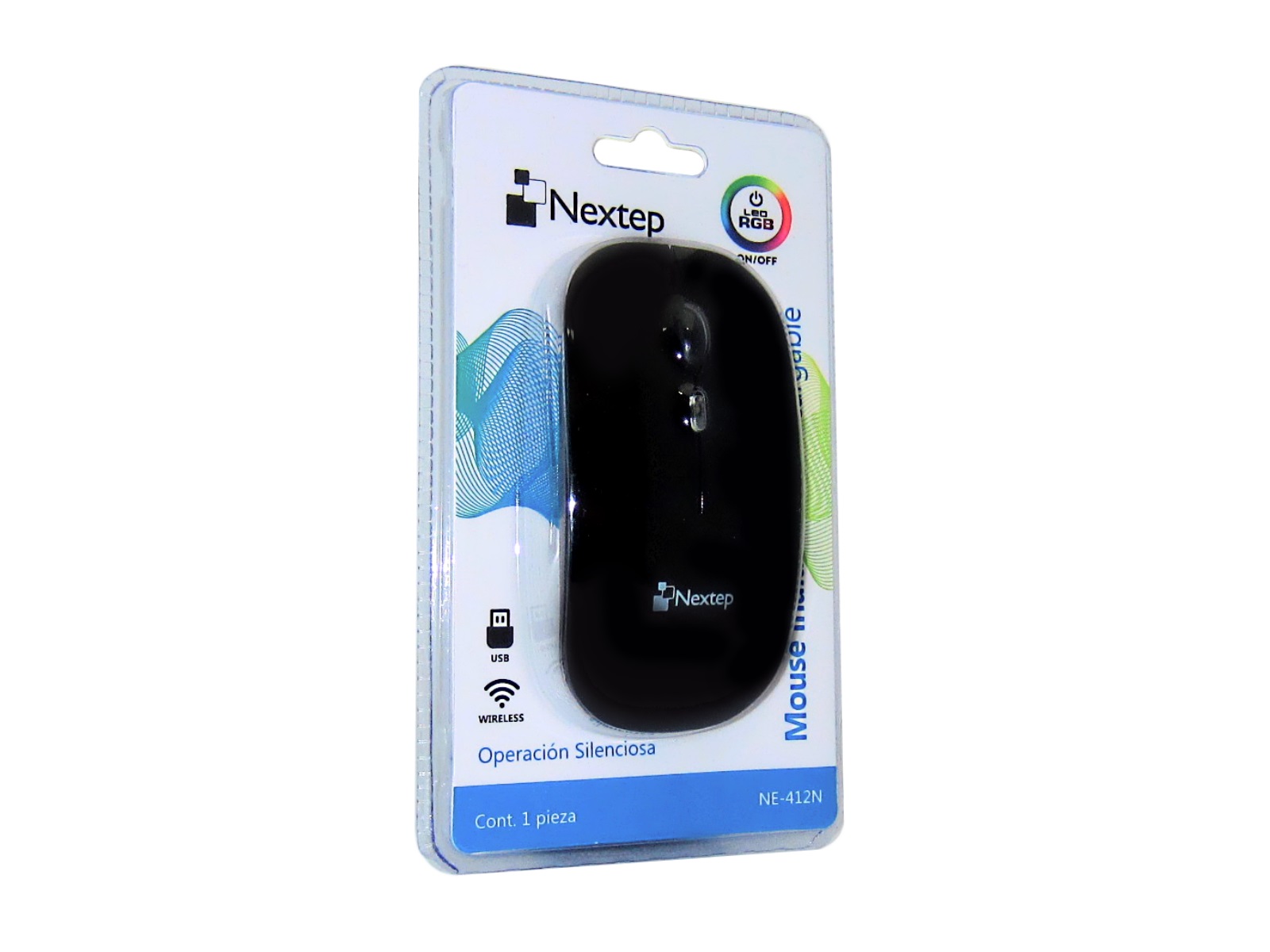 MOUSE INALAMBRICO RECARGABLE NEGRO NE-412N NEXTEP           