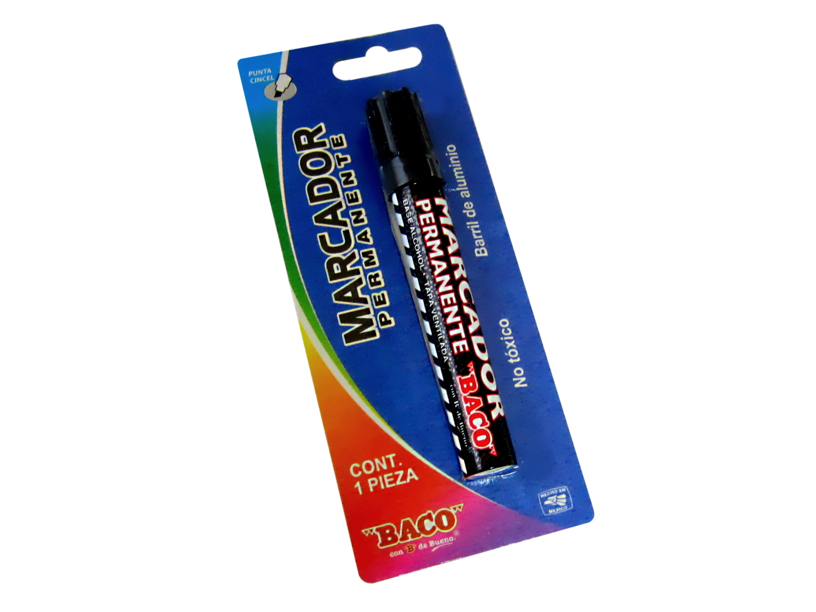 MARCADOR PERMANENTE BARRIL ALUMINIO NEGRO BLISTER BACO      