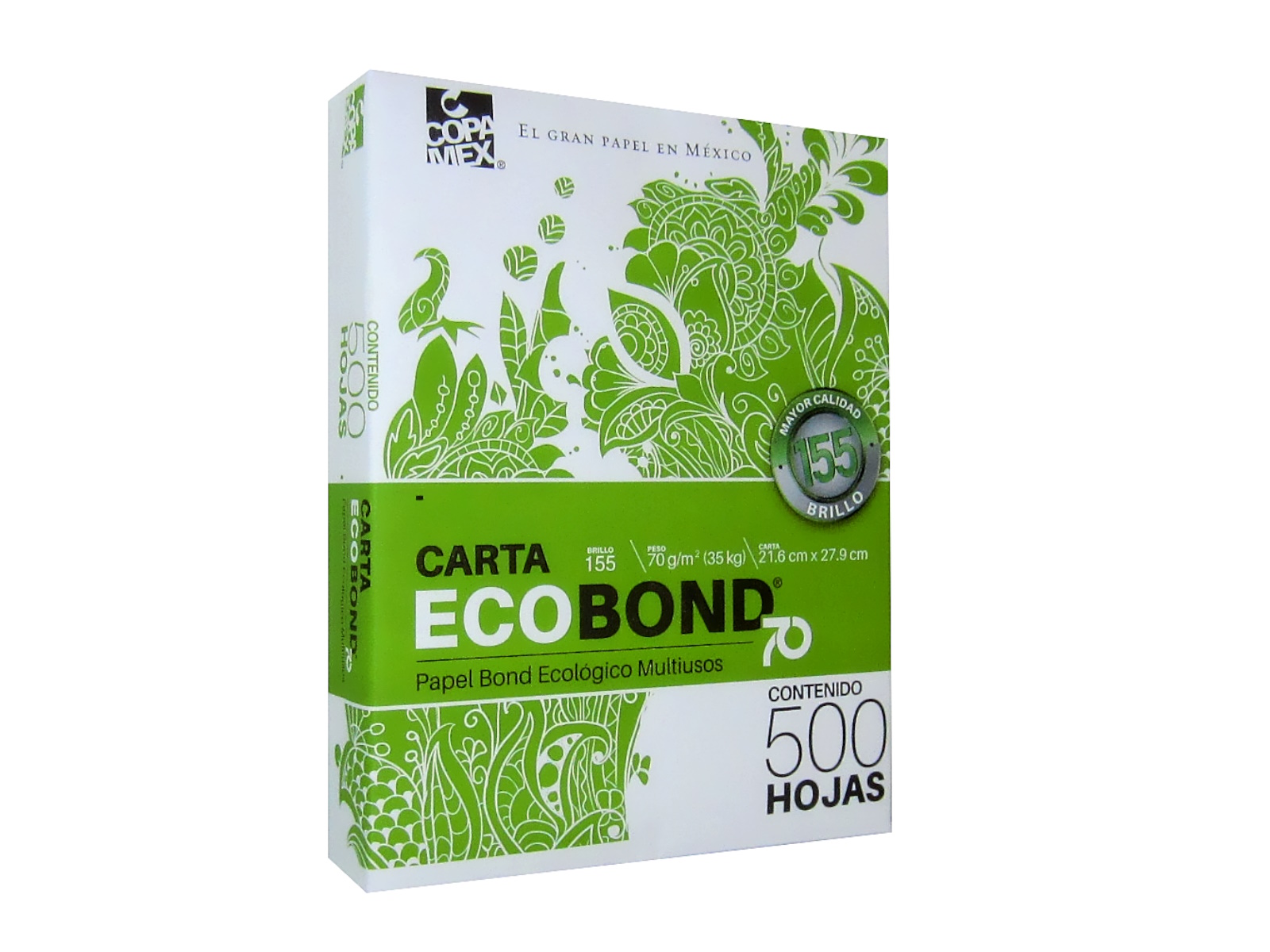 PAPEL ECOBOND ECOLOGICO BLANCO CTA. PAQ C/500 36K 70GMS 95% 