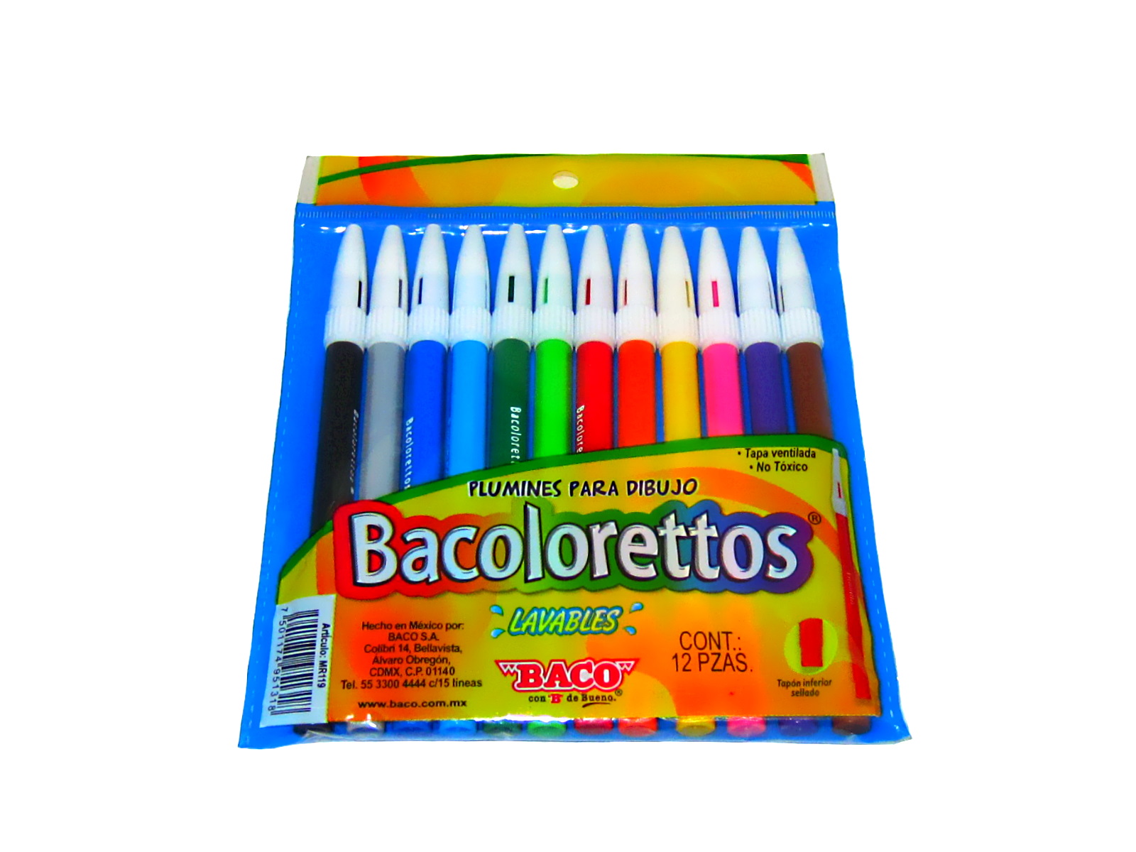 MARCADOR BACOLORETTO ESTUCHE C/12 PINCELINES MR-119 BACO    