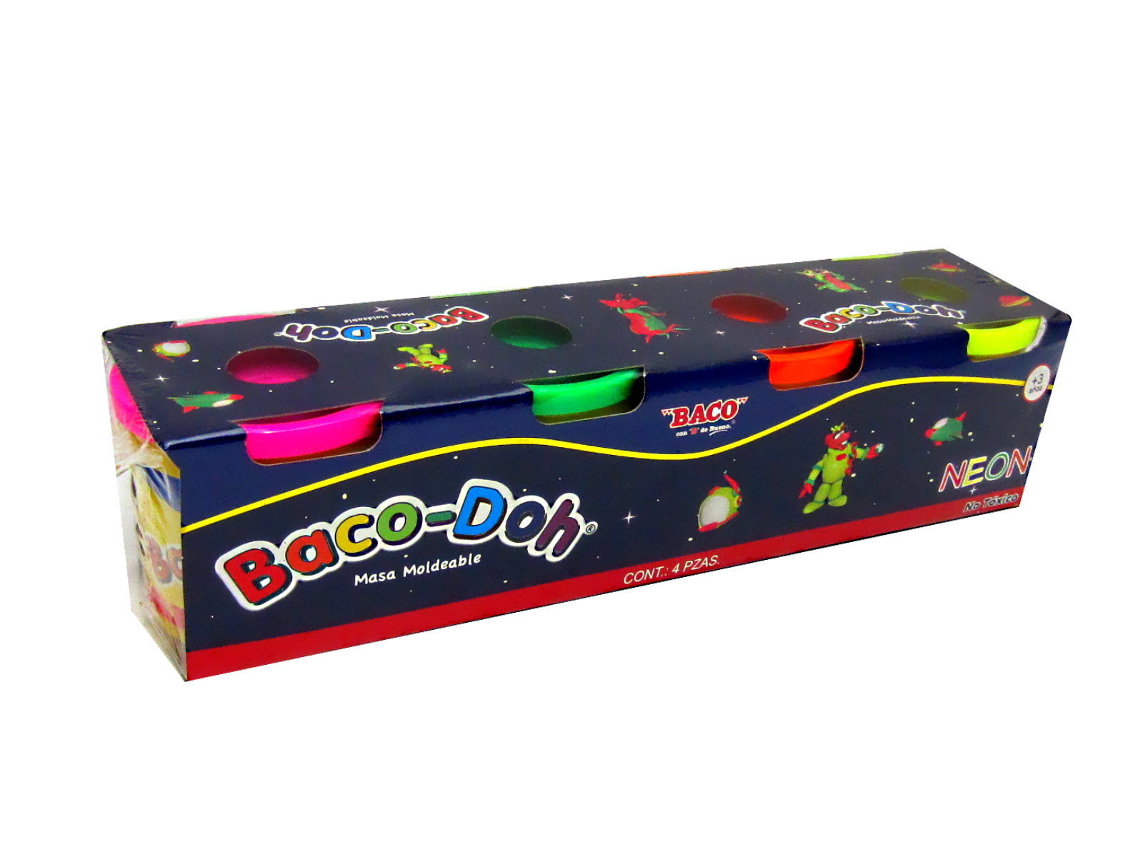 MASA MOLDEABLE BACO-DOH NEON PAQ C/4  PL100                 
