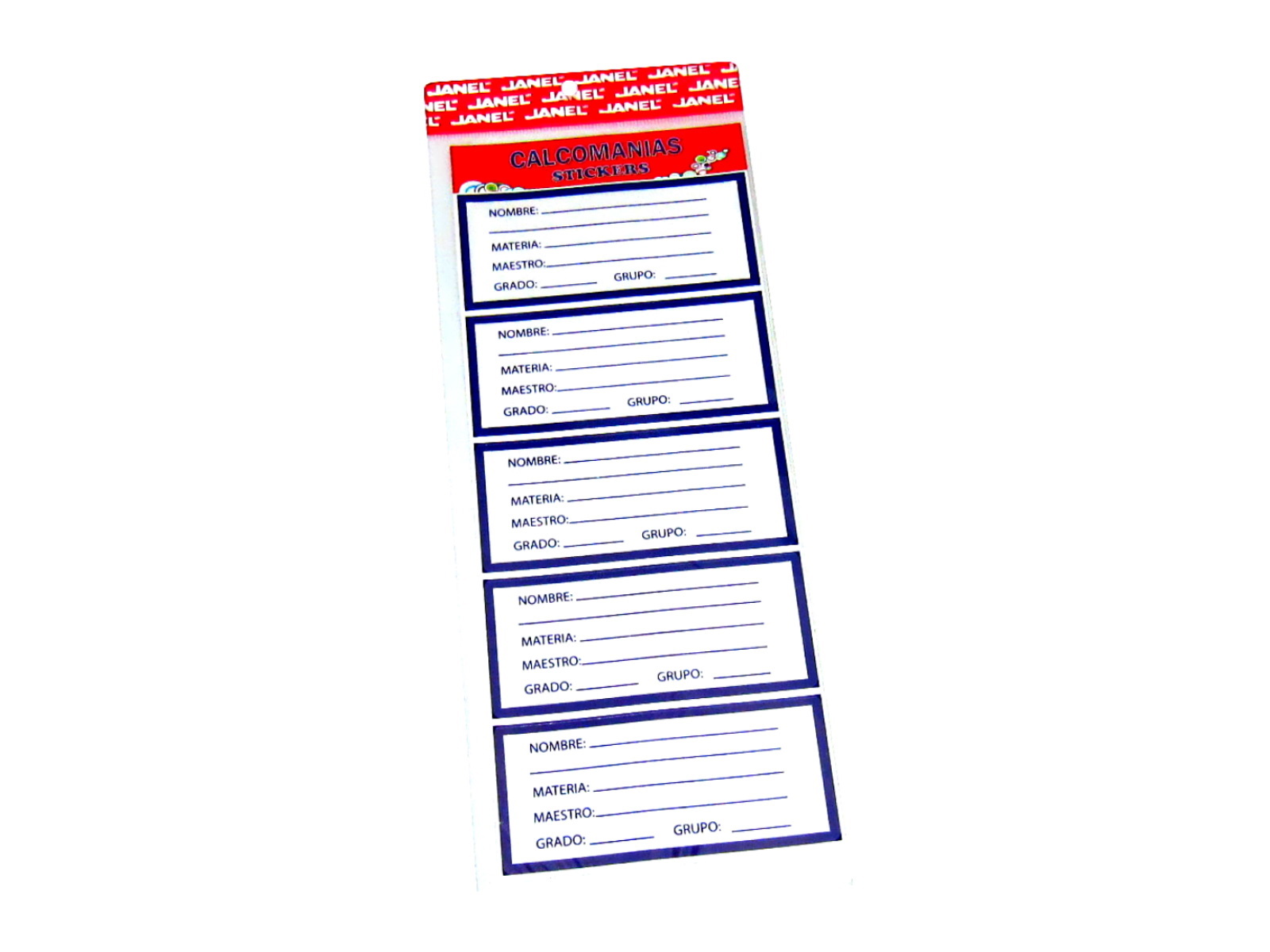CALCAMONIA STICKERS C/2 PLANTILLAS ESCOLAR M01 AZUL         