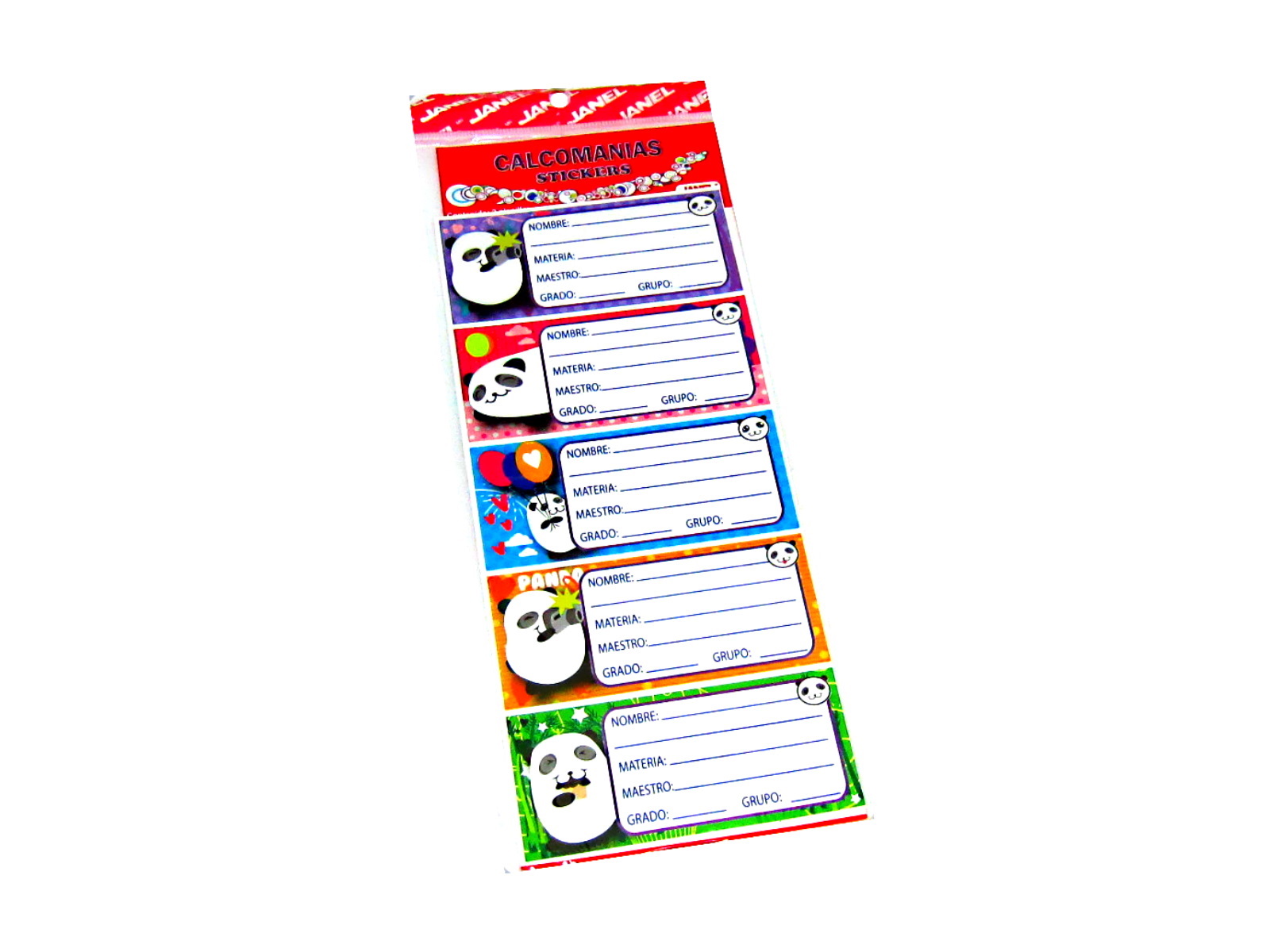 CALCAMONIA STICKERS C/2 PLANTILLAS ESCOLAR M13 PANDA        