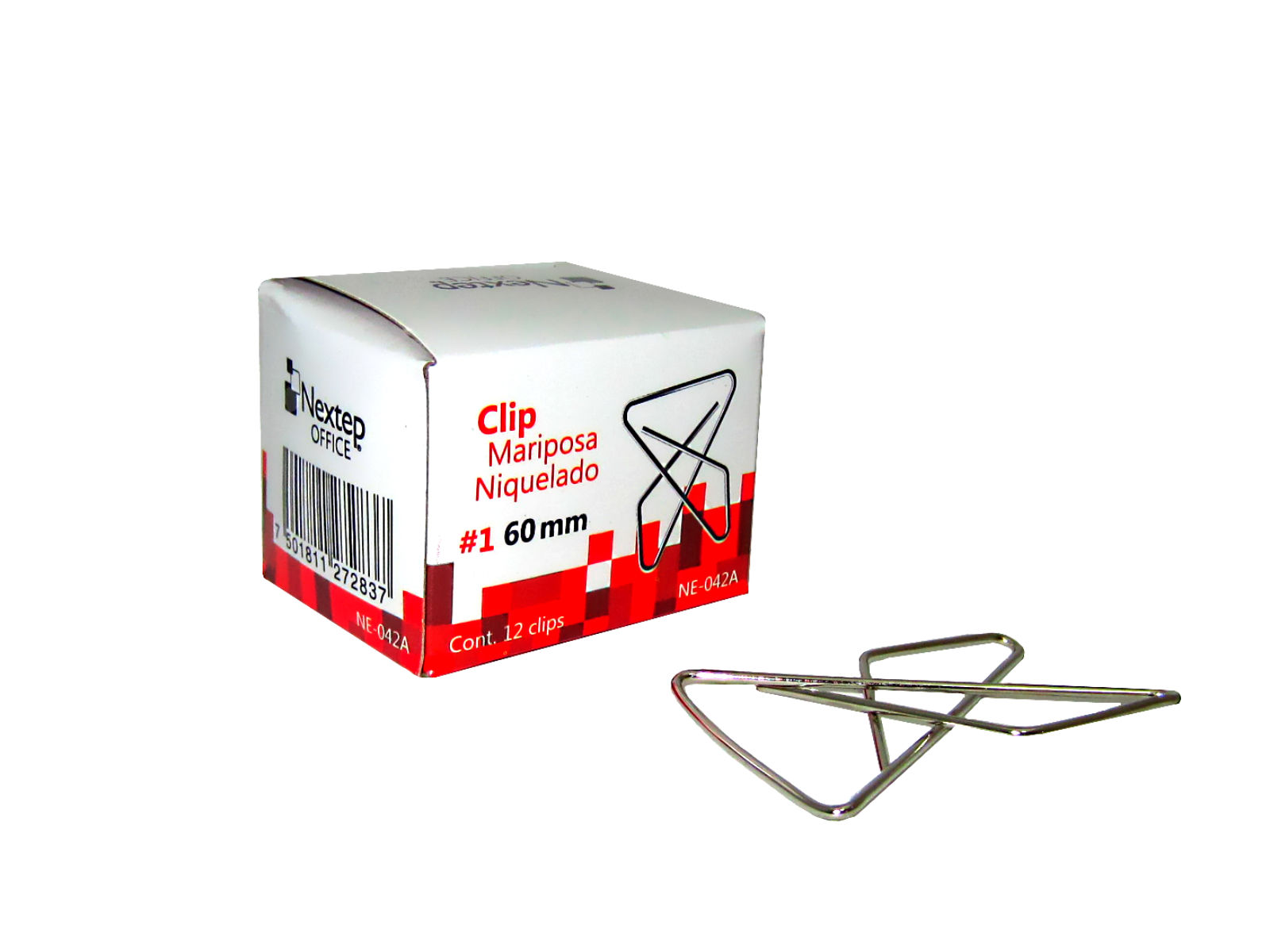 CLIP MARIPOSA NIQUELADO #1 60MM C/12 NEXTEP NE-042A         