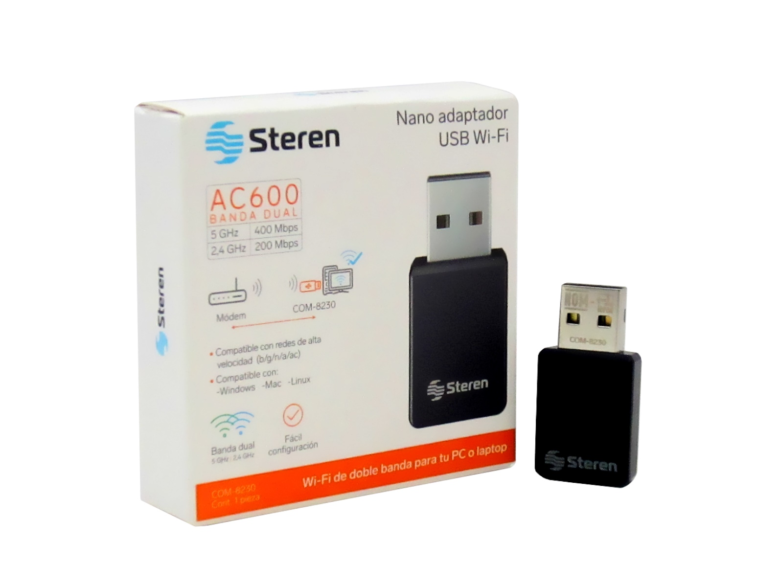 ADAPTADOR USB WIFI DOBLE BANDA 2.4 Y 5 GHZ COM-8230         