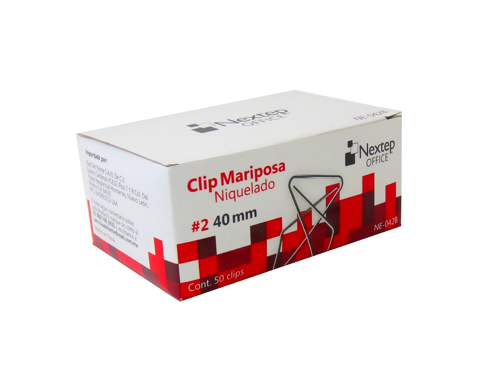 CLIP MARIPOSA NEXTEP NIQUELADO #2 40MM 50 CLIPS NE-042B     