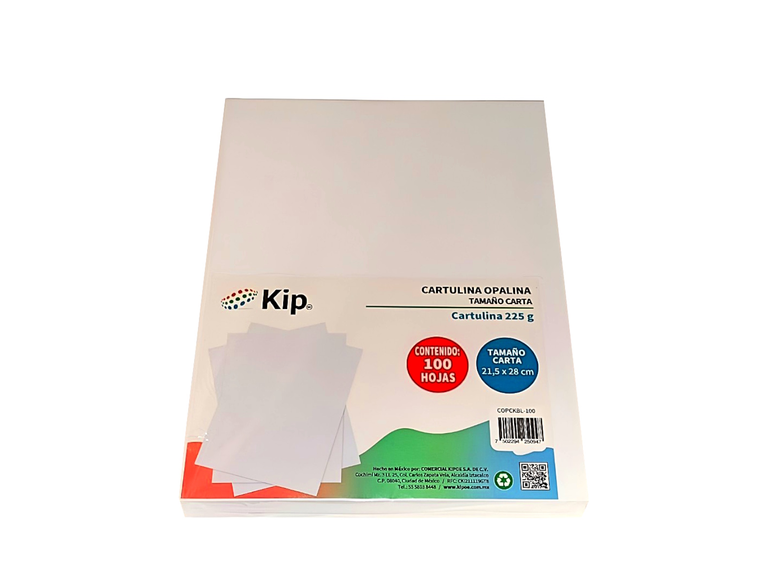 CARTULINA OPALINA CARTA C/100 BLANCO 225GMS KIP             