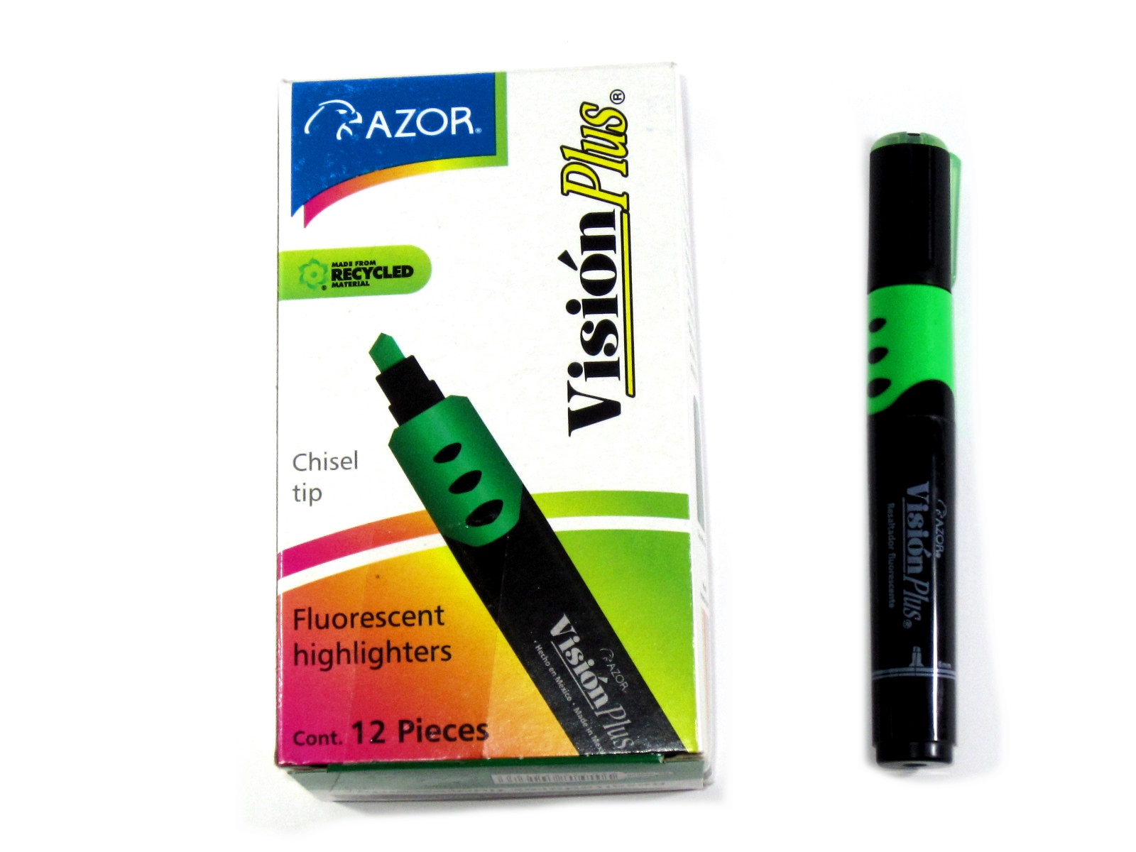 MARCADOR FLUORESCENTE VISION PLUS VERDE 2600 AZOR           