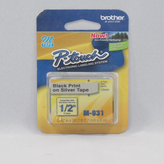 CINTA P/ROT BROTHER 12MM 1/2*NEG/PLATA M931..               