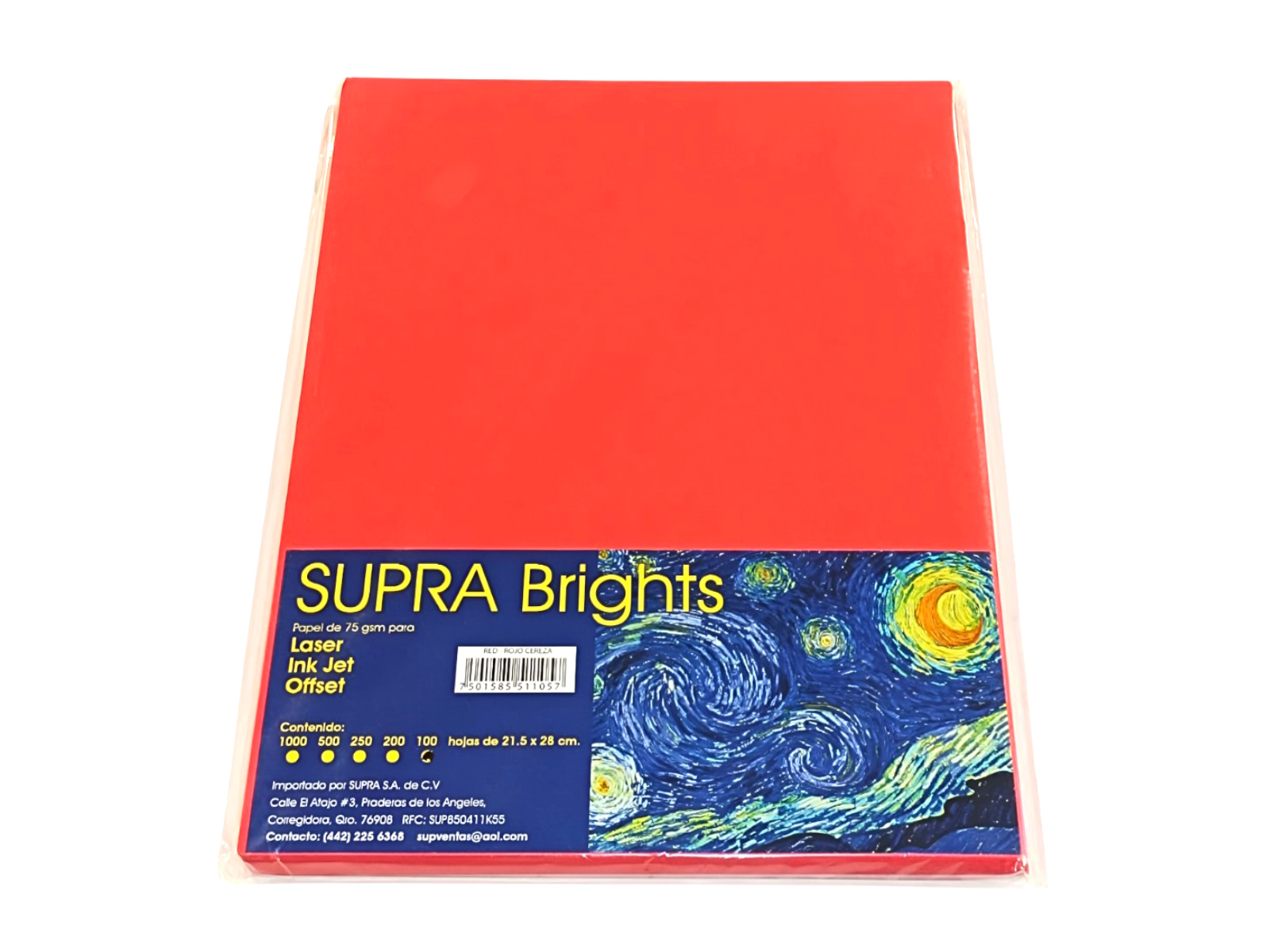 PAPEL BRIGHTS 75GRS. T/CTA RED PAQ C/100                    