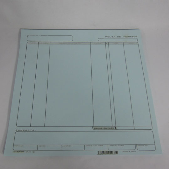 BLOCK TEC 0302 POLIZA DE INGRESOS P/MAQ CARTA 50 HJS        