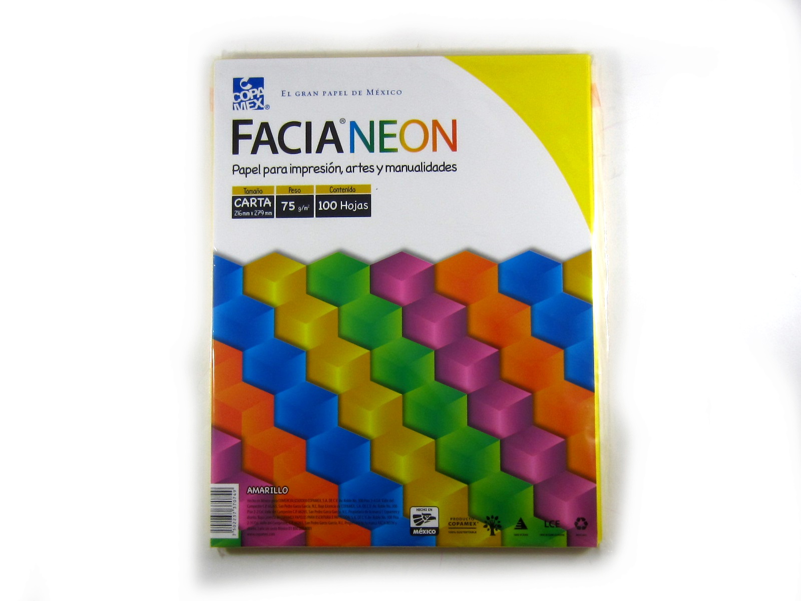PAPEL FACIA NEON CARTA PAQ C/100 AMARILLO                   