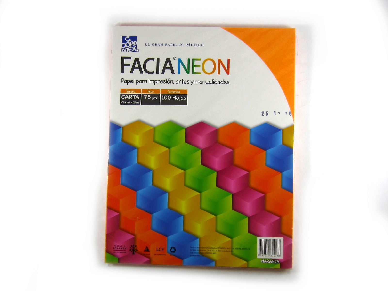PAPEL FACIA NEON CARTA PAQ C/100 NARANJA                    