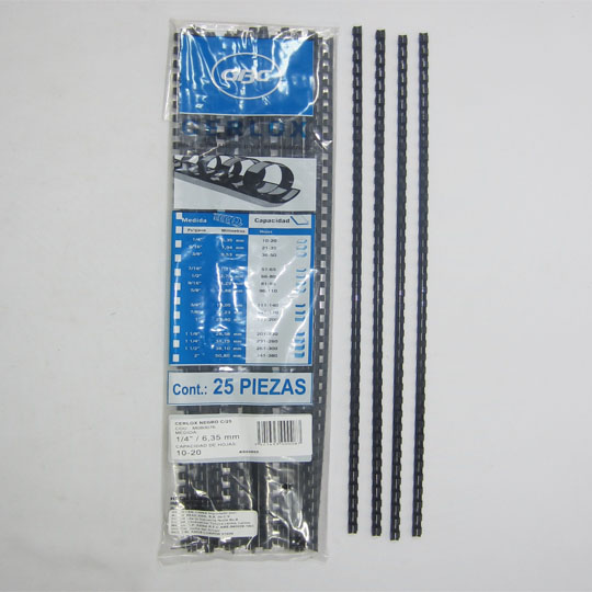 ARILLO PLASTICO CERLOX 1/4 NEGRO GBC DESCONTINUADO          